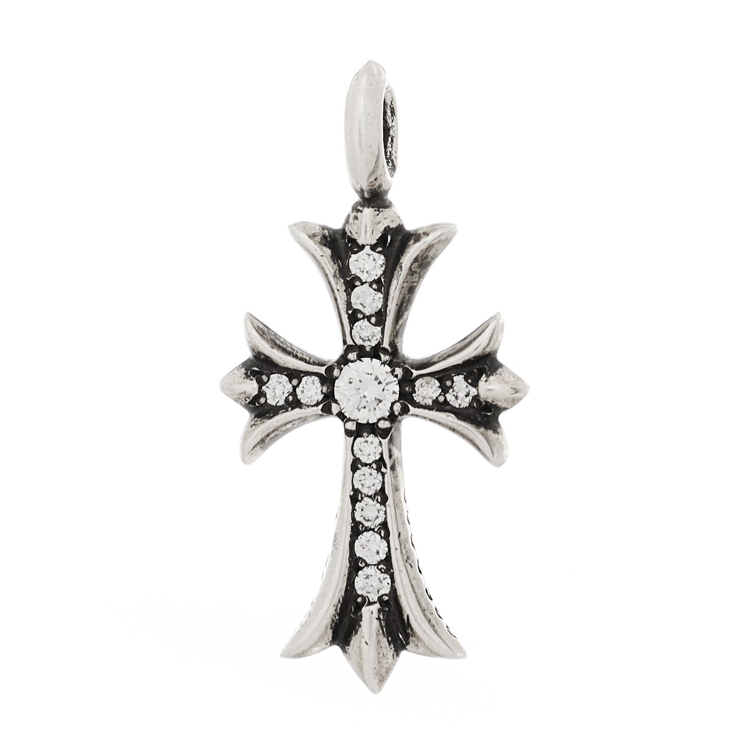 Chrome Hearts Sterling Silver Diamond CH Cross Pendant 1957600