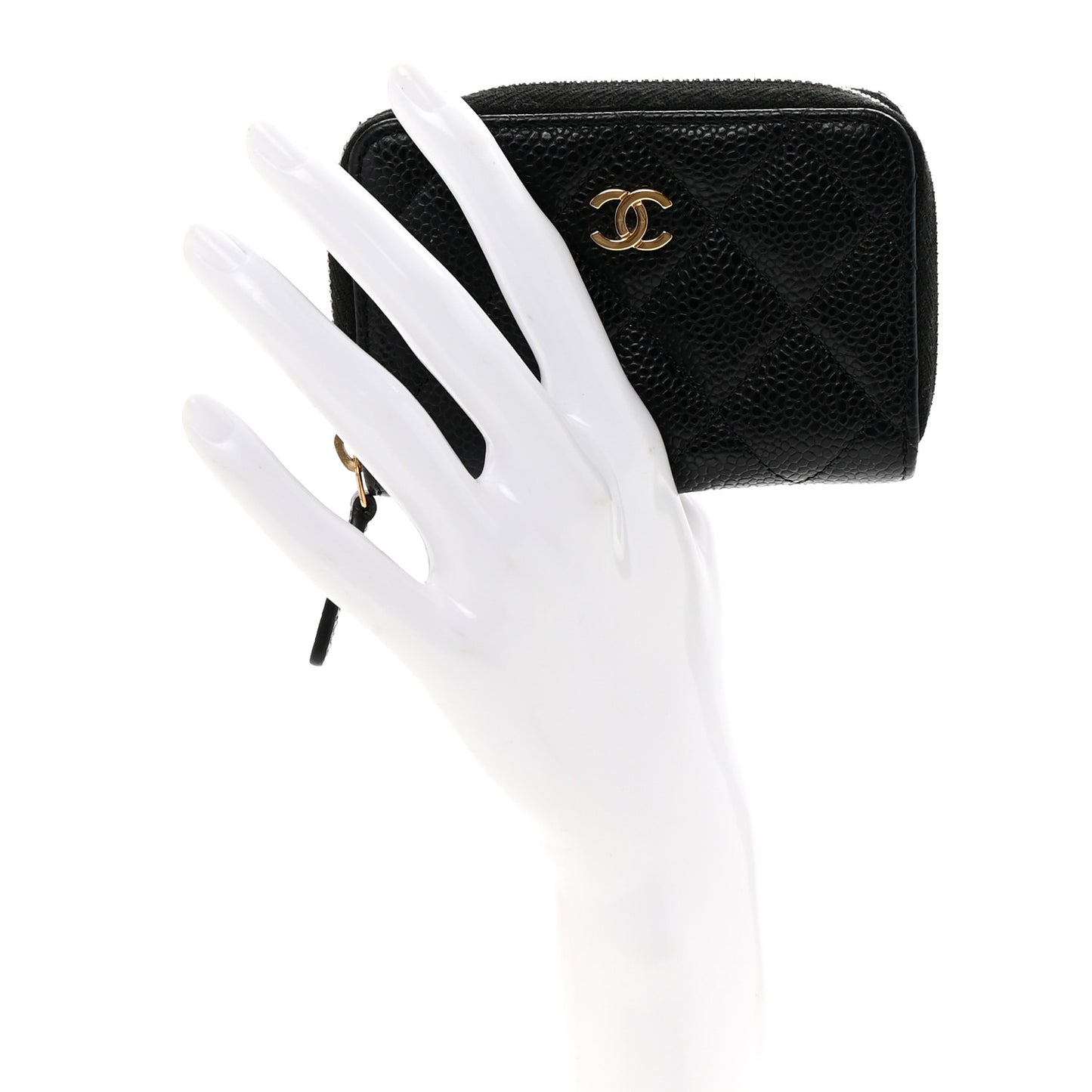 Caviar Quilted Zip Coin Purse Black