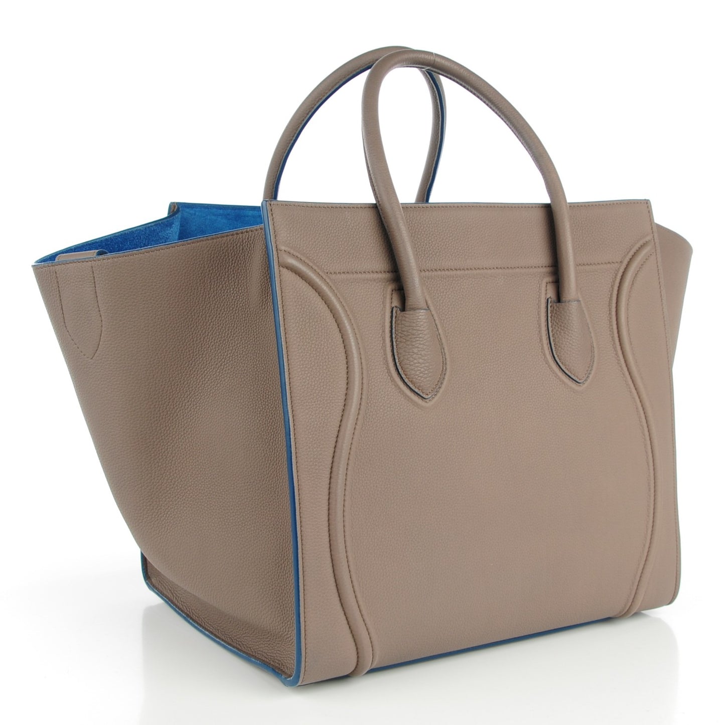 Baby Grained Medium Phantom Luggage Taupe Blue Trim