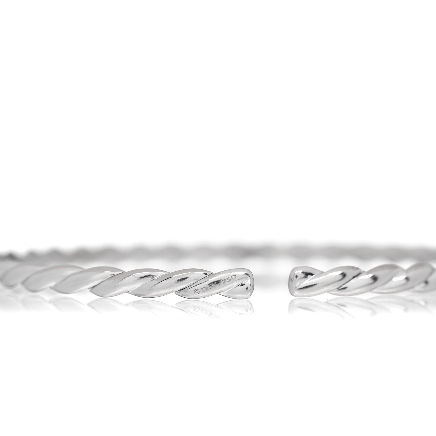 David Yurman 18K White Gold Diamond 3.5mm Paveflex Single Row Bracelet 4 of 4