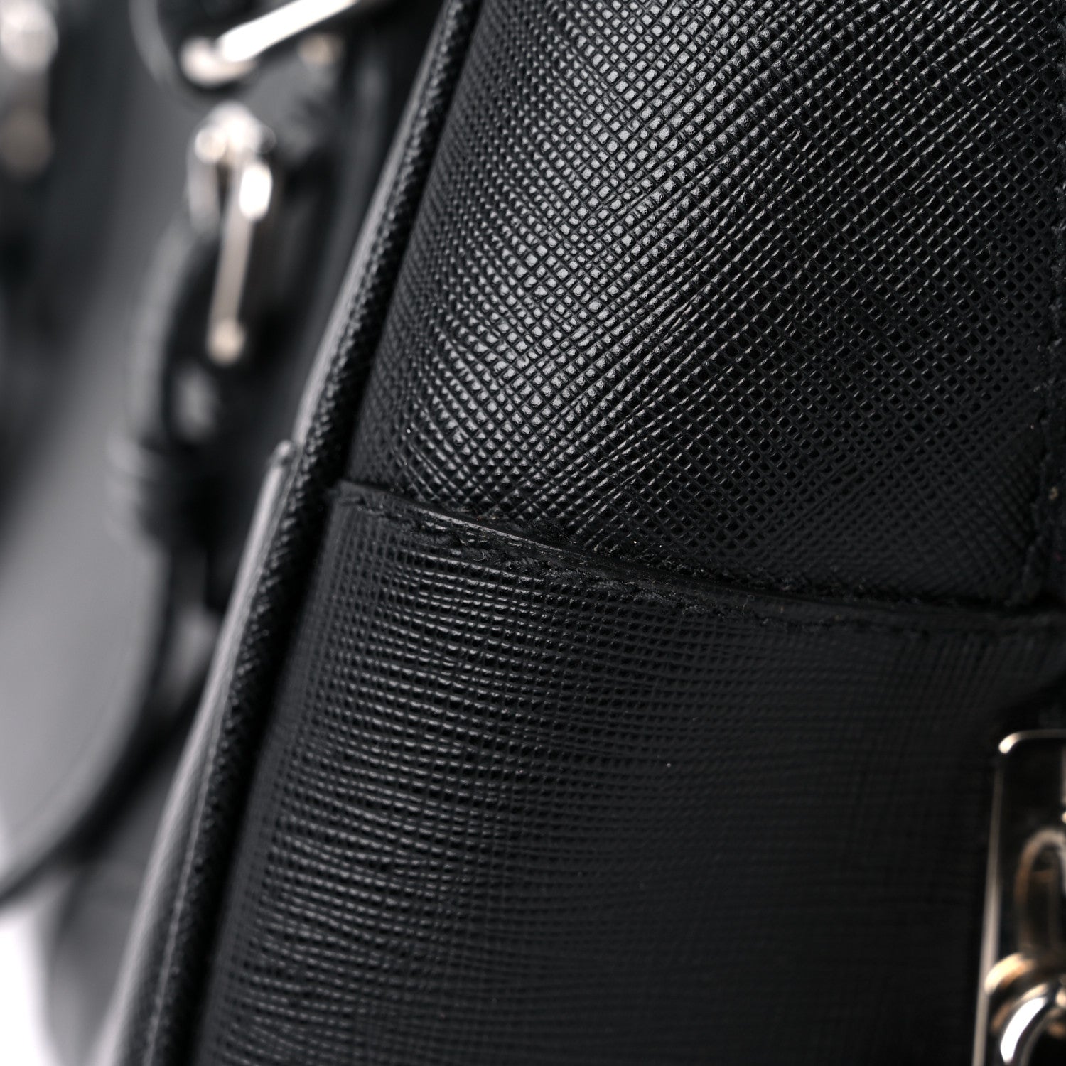 Prada Saffiano Pushlock Satchel Black 12 of 16