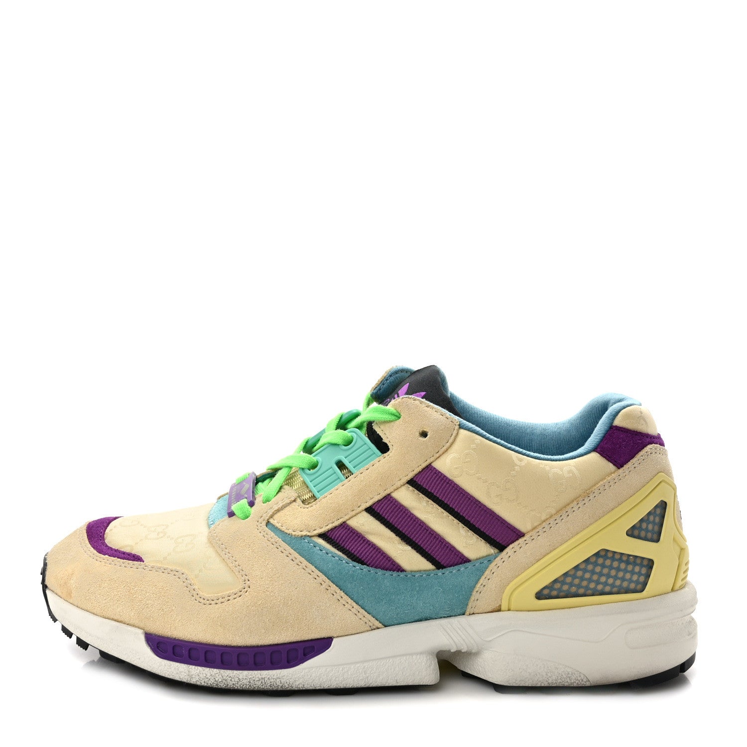 Gucci X ADIDAS Suede Madeira Nylon Jacquard GG Monogram Womens ZX8000 Sneakers 5.5 Butter Dusty Azure Shine Purple 1 of 9
