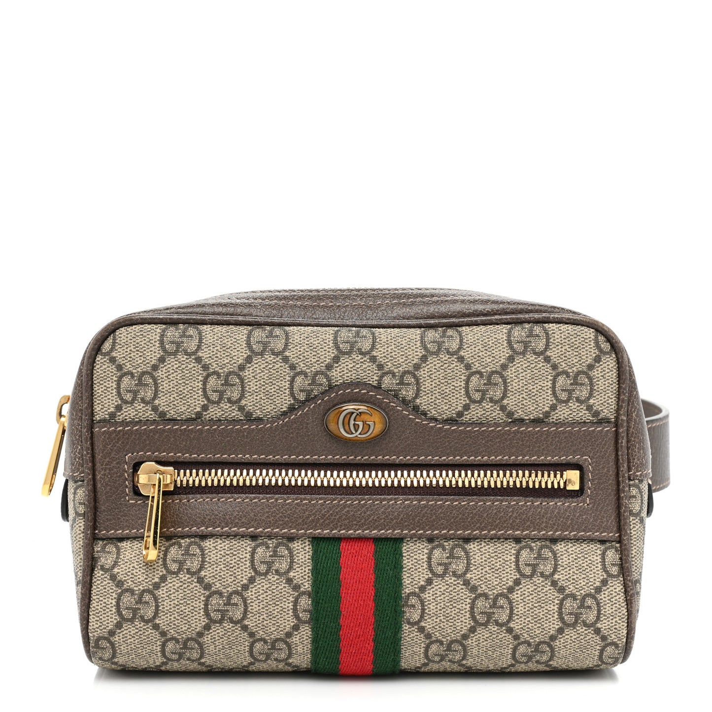 GG Supreme Monogram Web Small Ophidia Belt Bag 85 34 Dark Brown