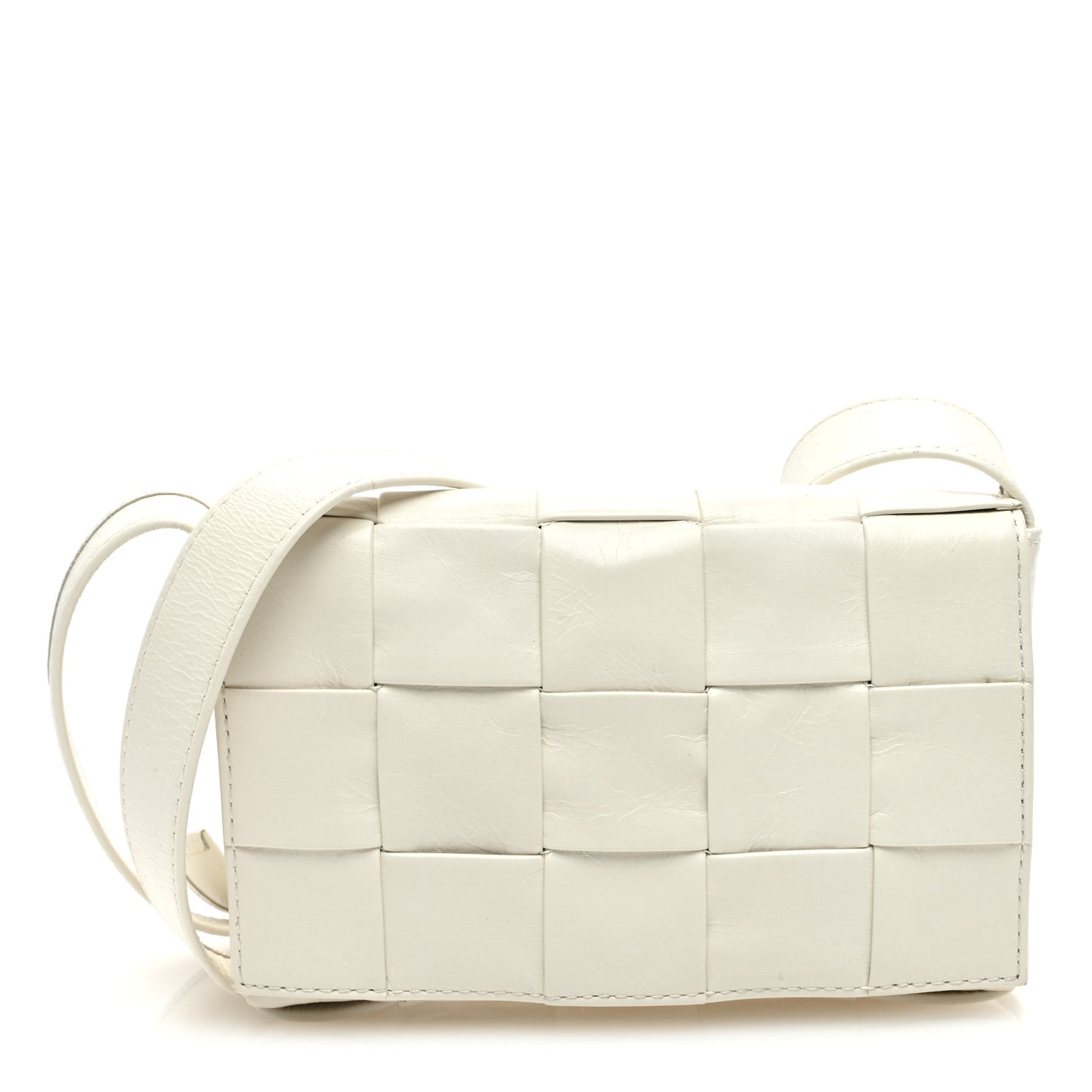 Paper Calfskin Maxi Intreccio Cassette Crossbody Bag White