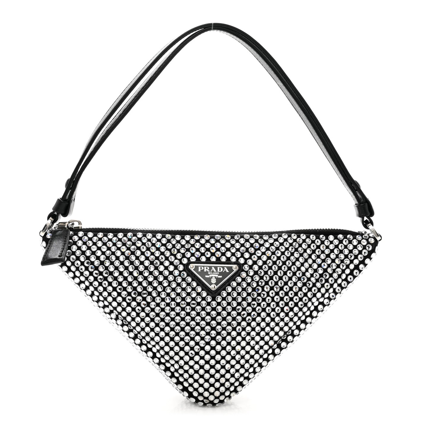 Satin Crystal Triangle Pouch Cristal