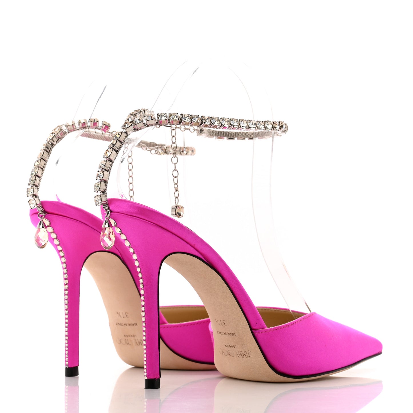 Satin Crystal Saeda 100 Pumps 37.5 Fuchsia