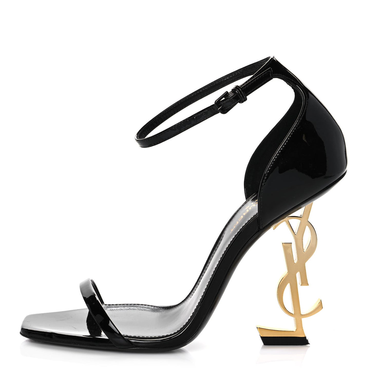 Patent Calfskin Opyum 110 Sandals 38.5 Black Gold
