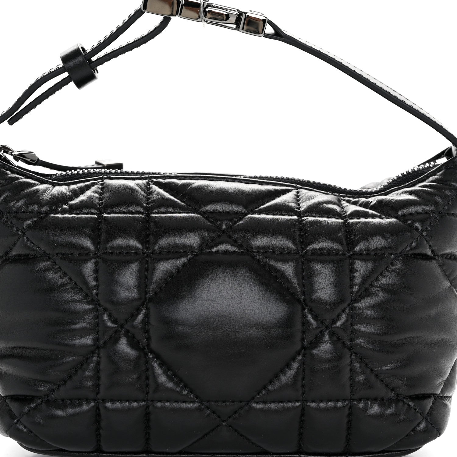 Christian Dior Calfskin Macrocannage Small Diortravel Nomad Pouch Black 8 of 10