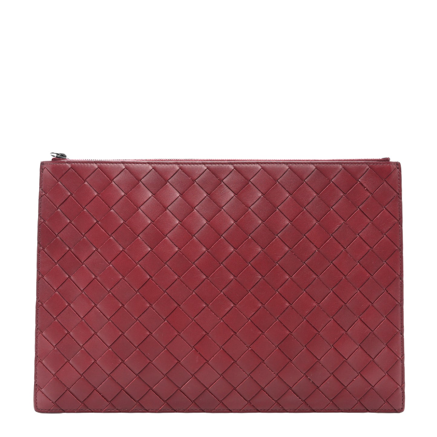Nappa Intrecciato Wristlet Zip Pouch Bordeaux
