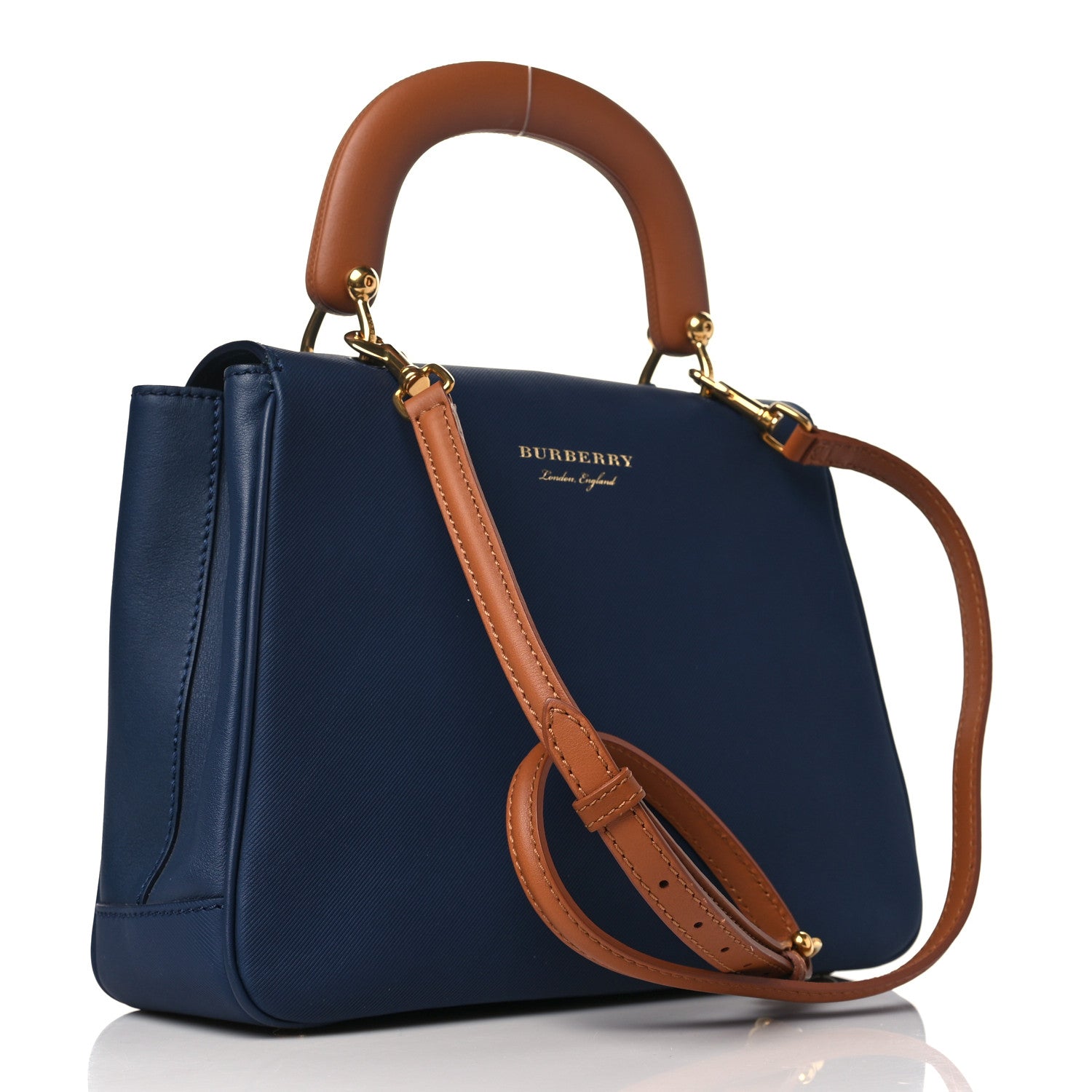 Burberry Trench Calfskin Medium DK88 Top Handle Bag Ink Blue 2 of 8