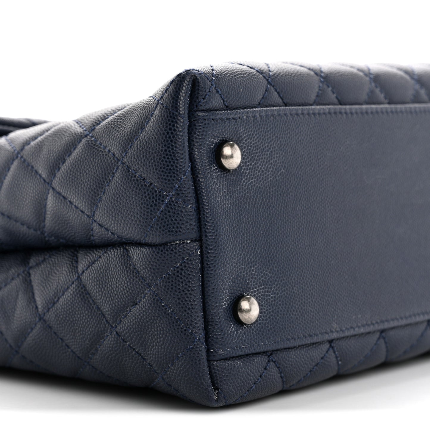Caviar Lizard Quilted Large Coco Handle Flap Blue