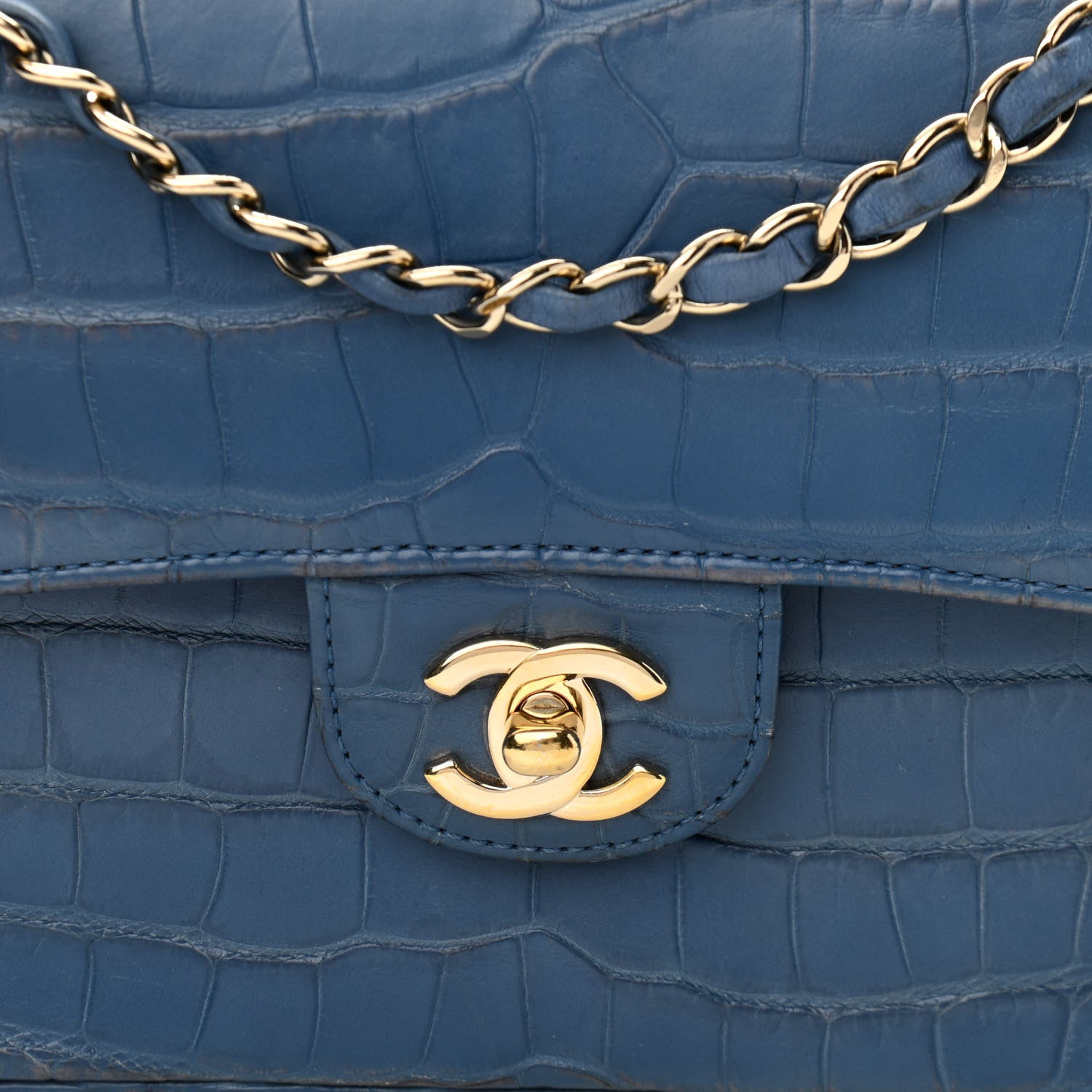 Chanel Alligator Medium Double Flap Blue 8 of 15