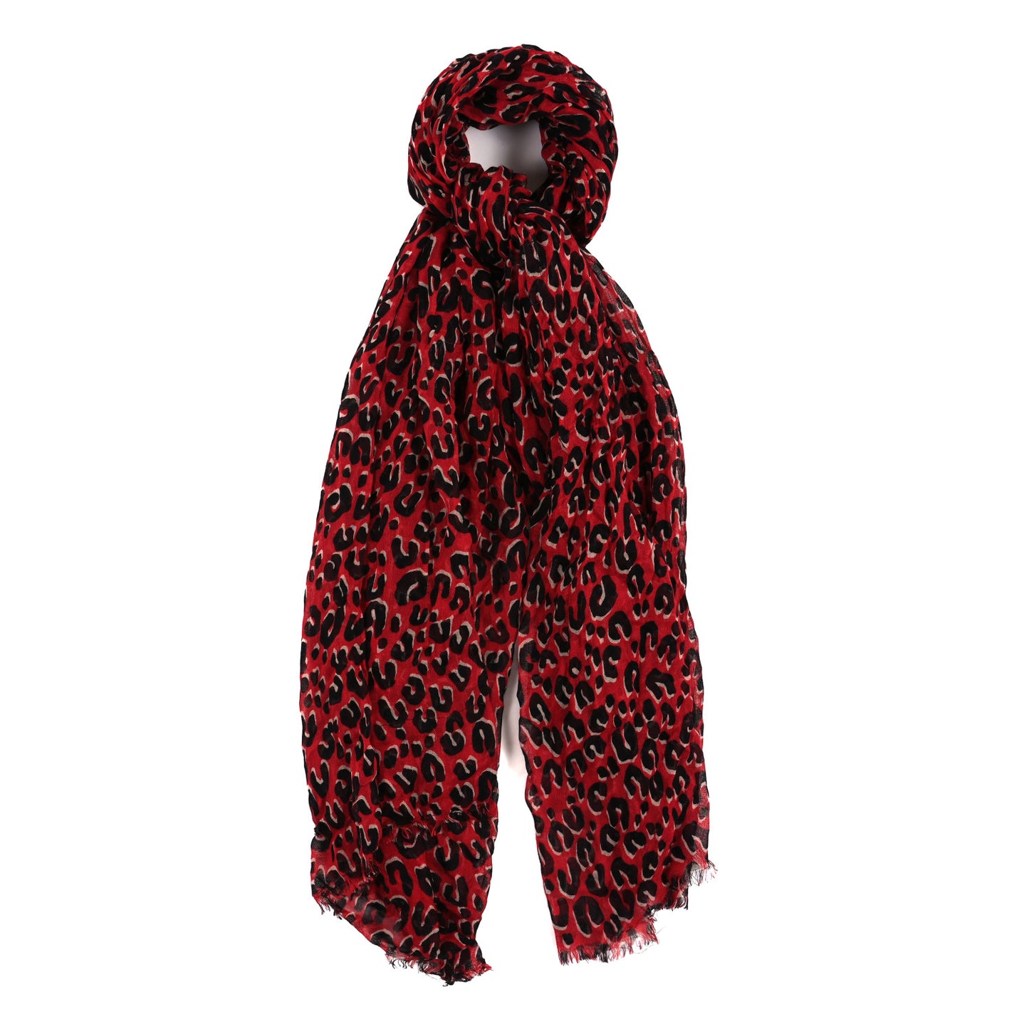 Cashmere Silk Leopard Etole Stole Rouge