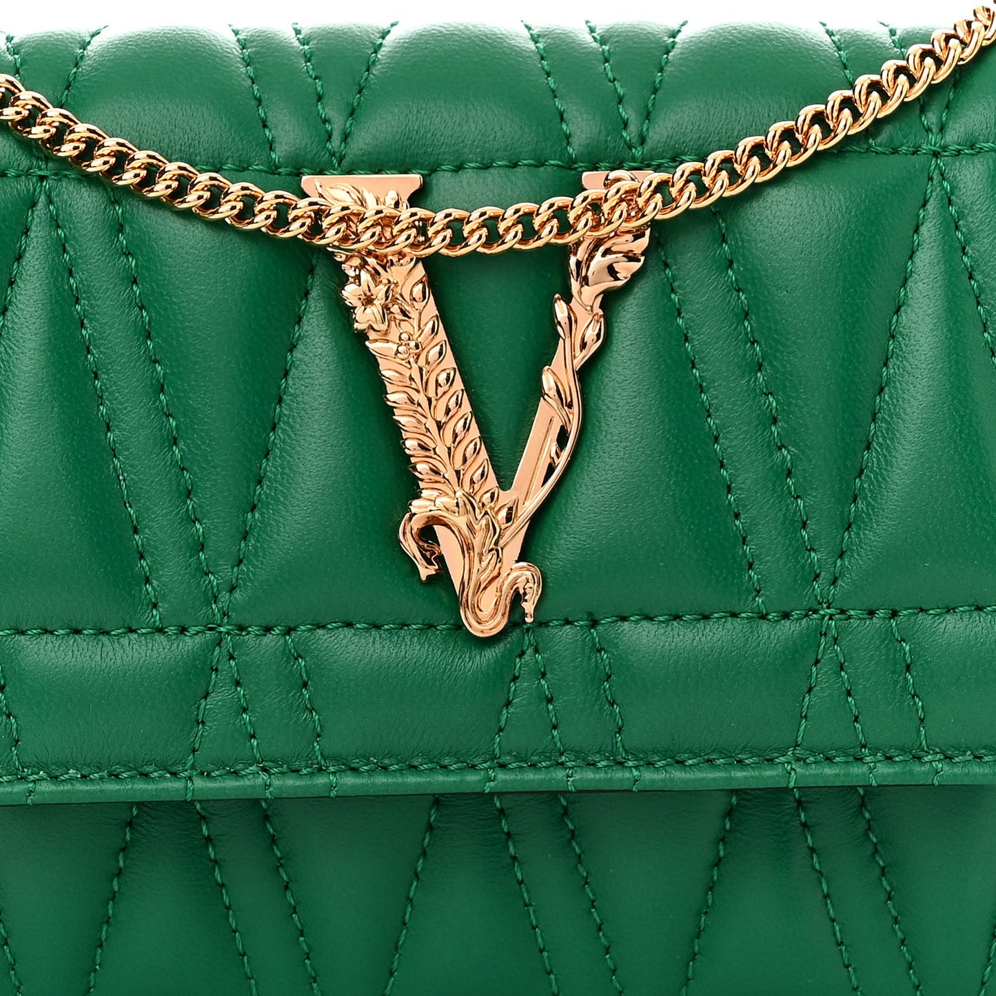 Nappa Quilted Virtus Evening Bag Green