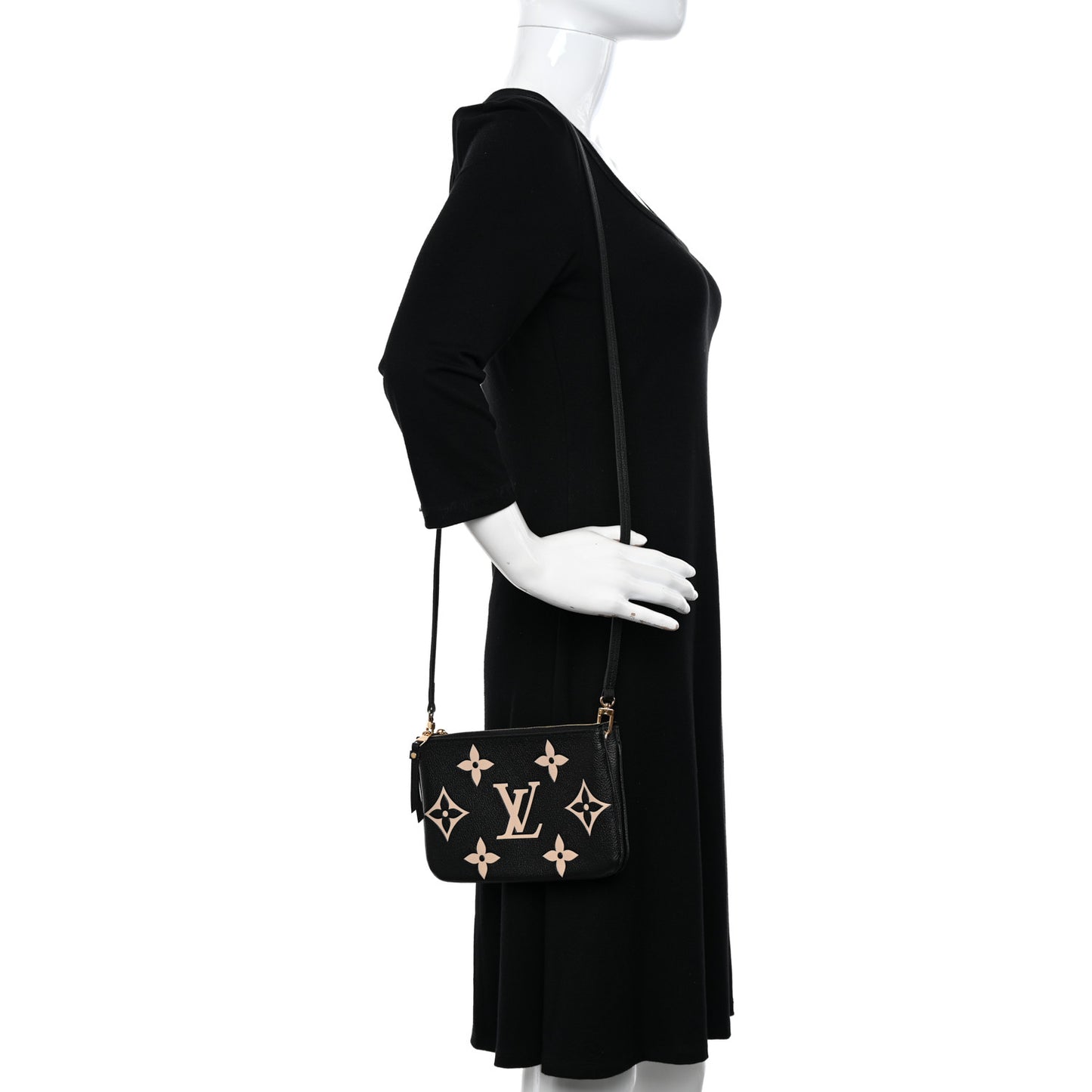 Empreinte Monogram Giant Double Zip Pochette Black Cream