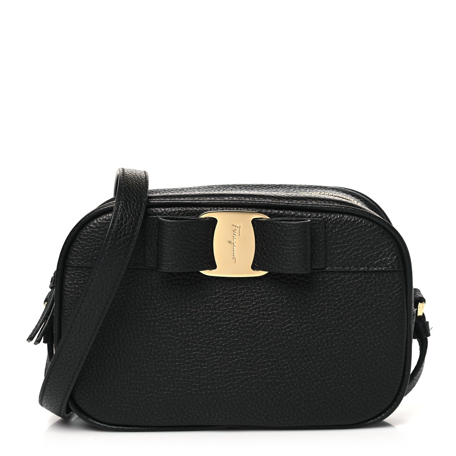 Salvatore Ferragamo Calfskin Vara Bow Camera Bag Black 1654084