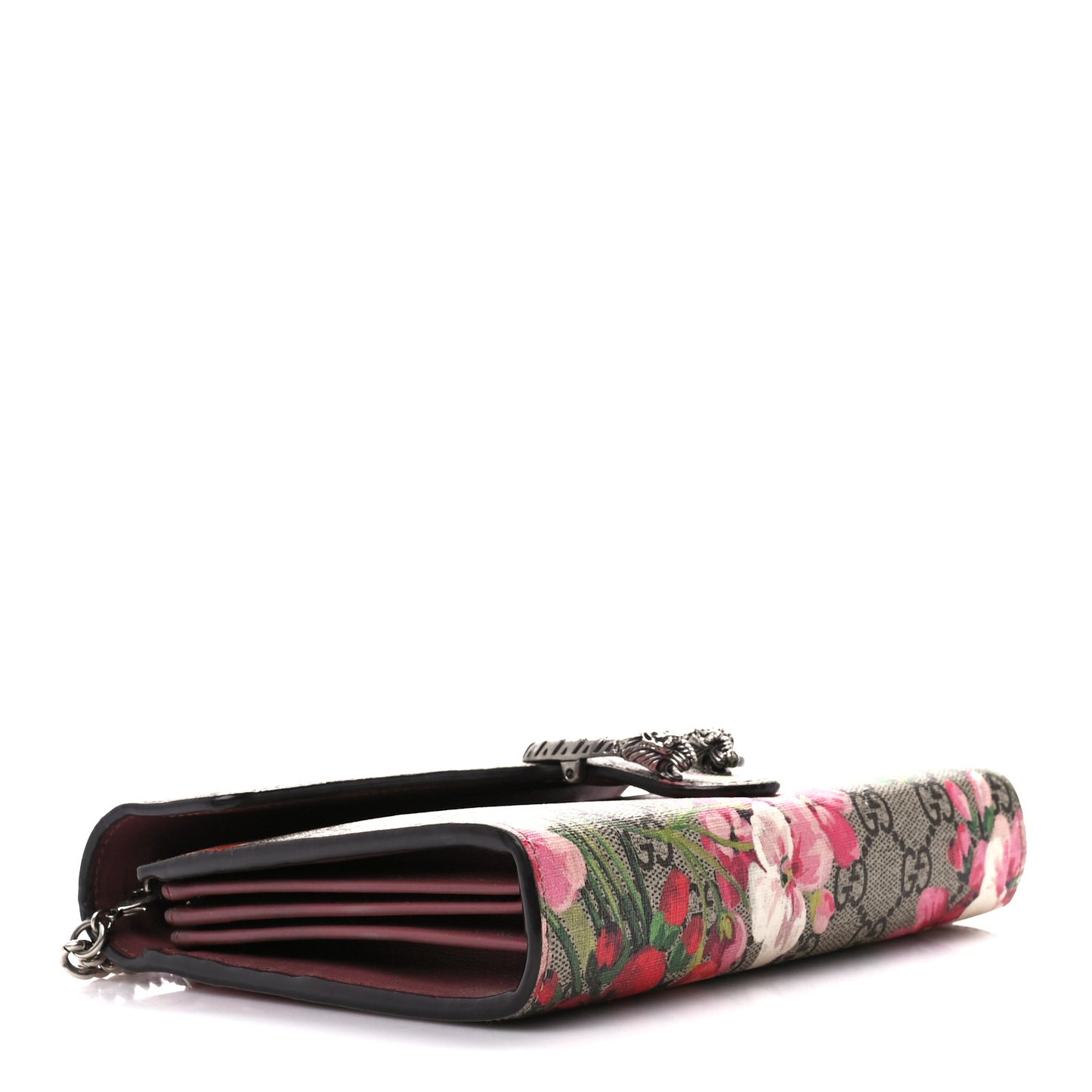 GG Supreme Monogram Blooms Mini Dionysus Chain Wallet Beige Multicolor Dry Rose