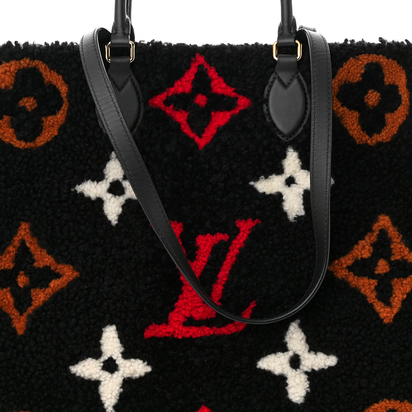 Shearling Monogram Giant Teddy Onthego GM Black Red