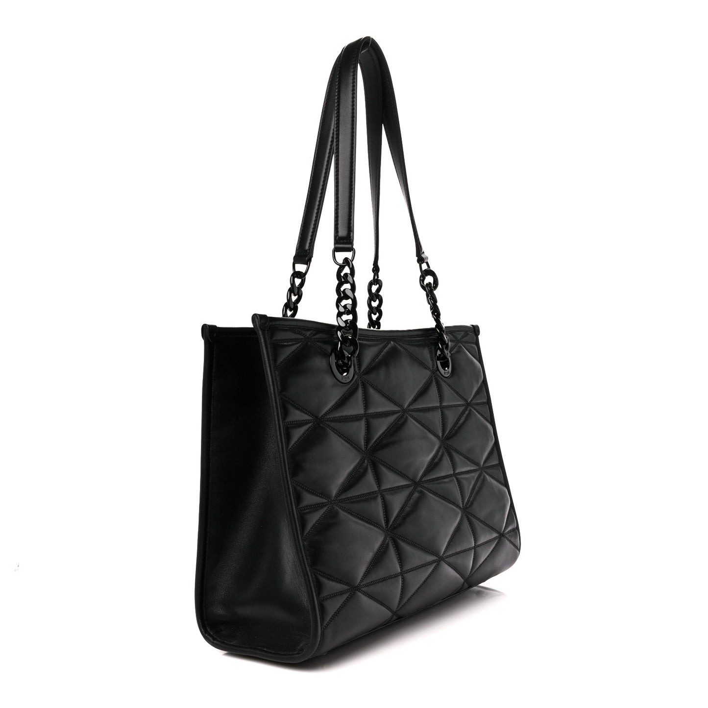 Lambskin Cloud Quilted Large Travia Tote Black
