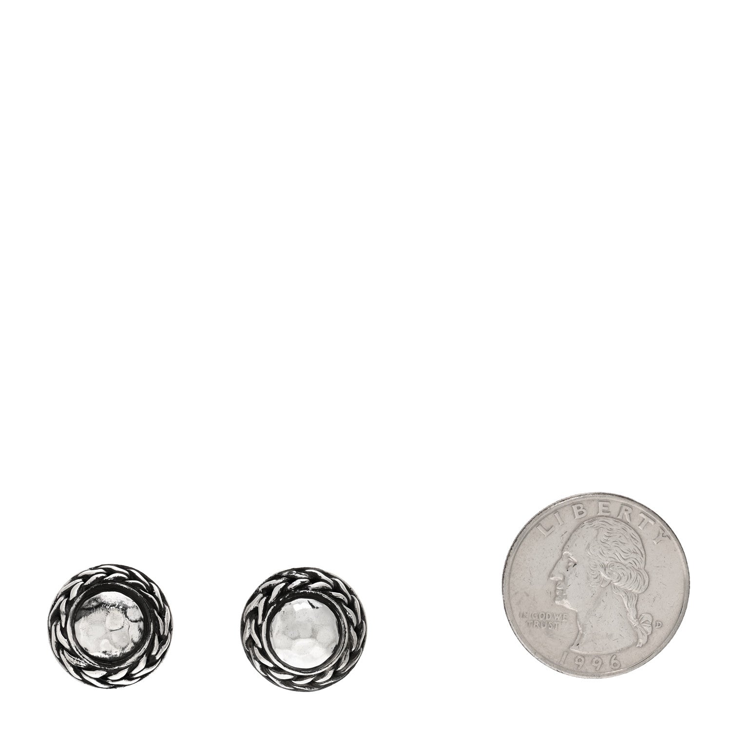 John Hardy Sterling Silver Classic Chain Round Hammered Stud Earrings 2 of 4