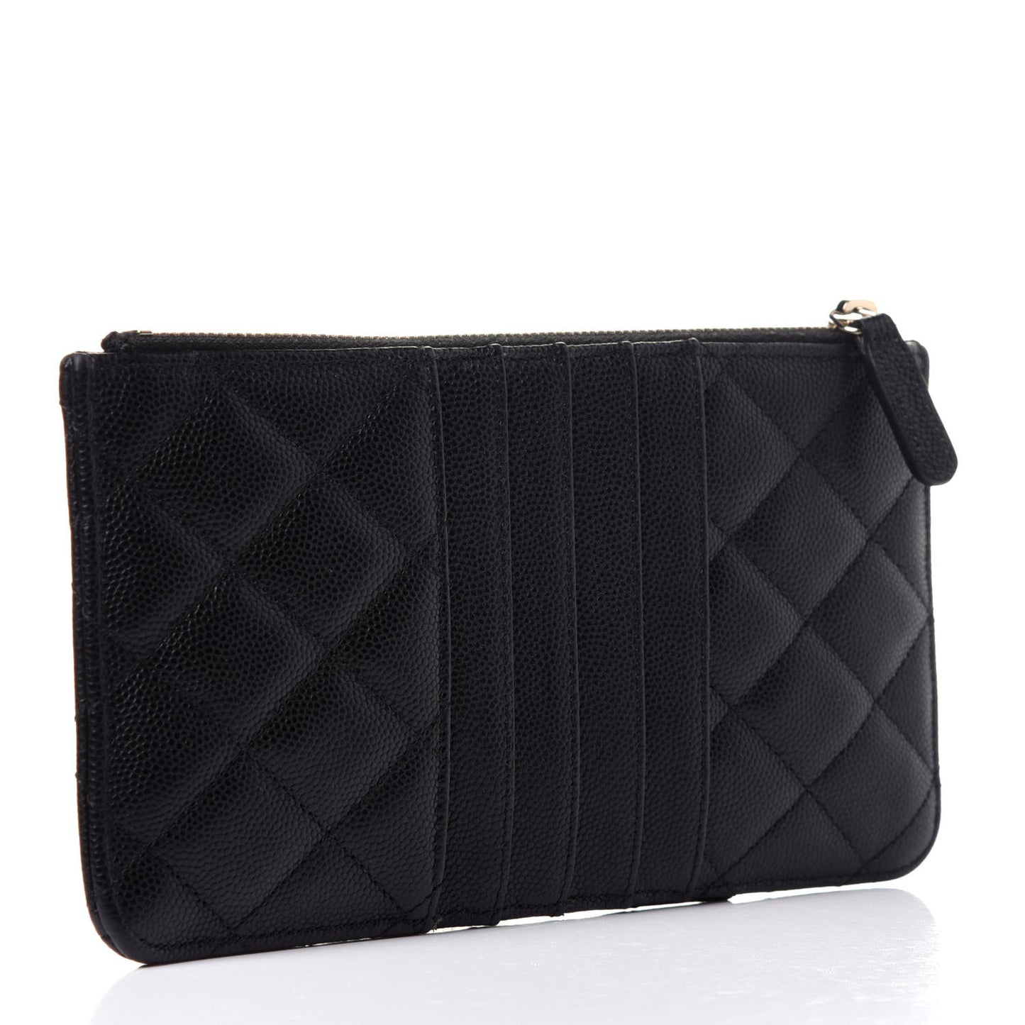 Caviar Quilted Classic Flat Wallet Pouch Black