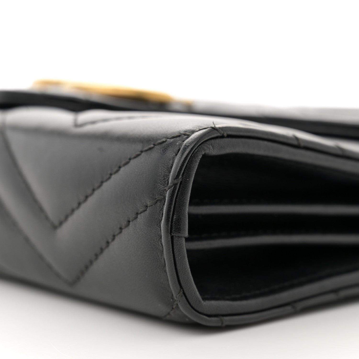 Gucci Calfskin Matelasse GG Marmont Chain Wallet Black 11 of 15