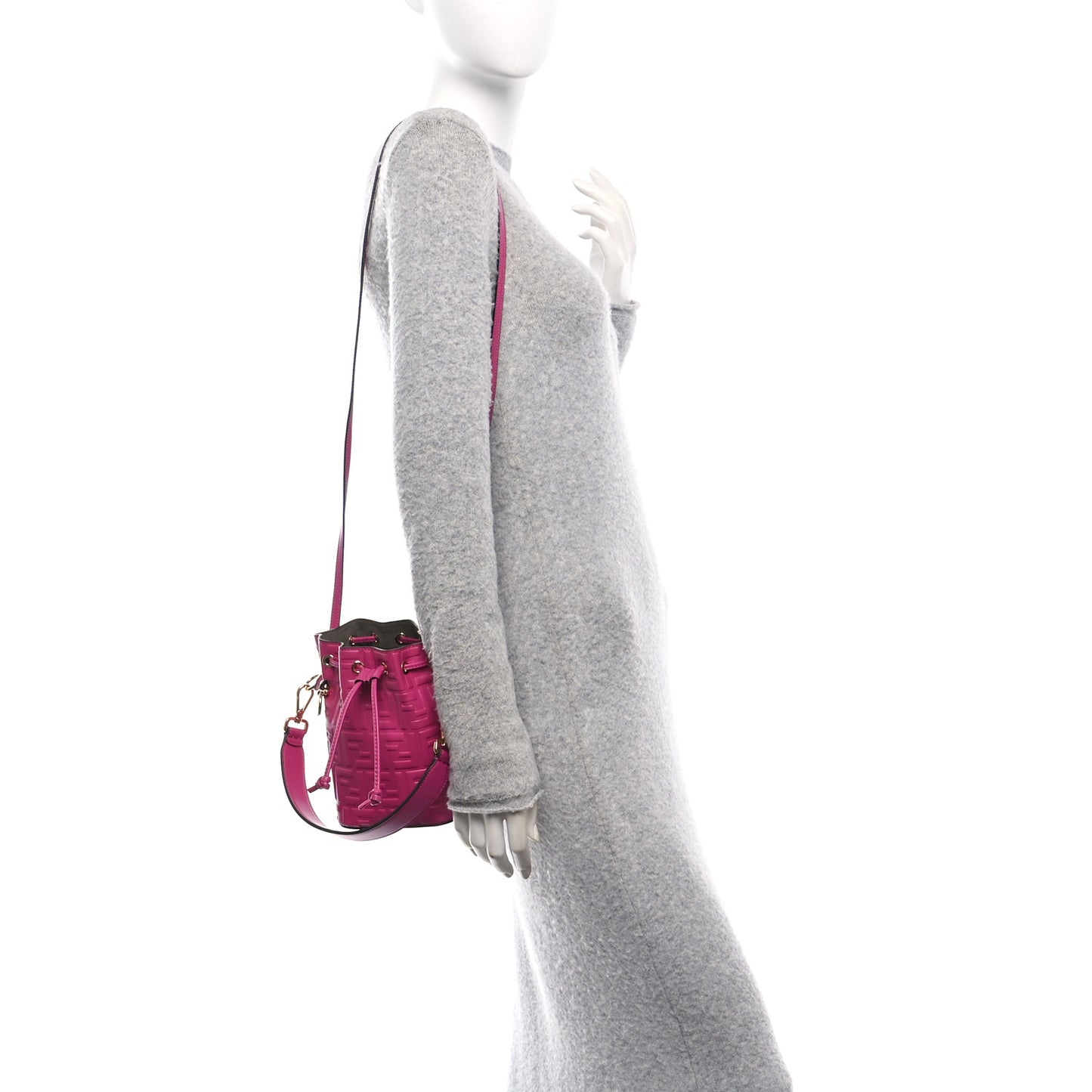 Vitello Liberty F is Fendi FF 1974 Embossed Mini Mon Tresor Bucket Bag Ciclamino Pilar