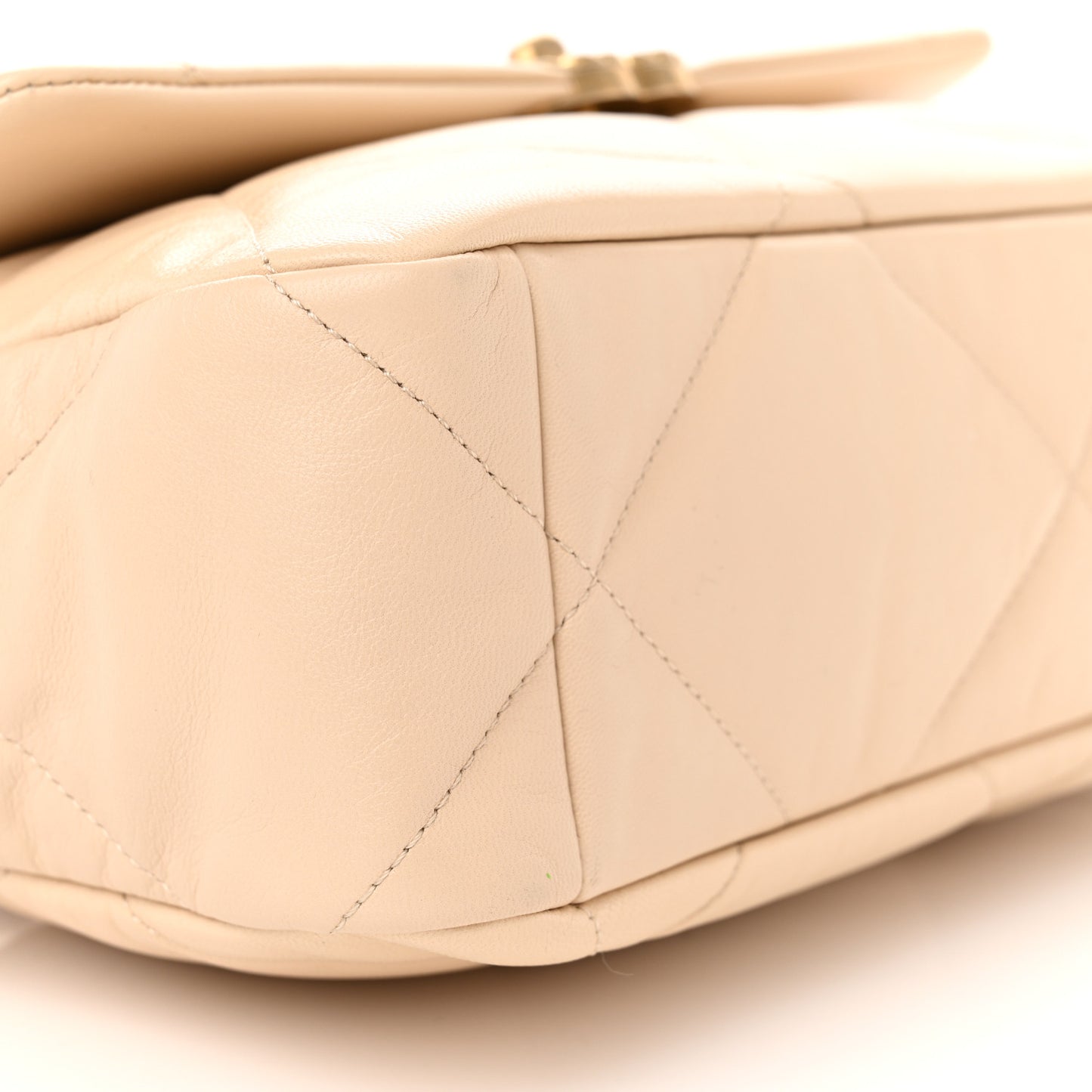 Goatskin Quilted Large Chanel 19 Flap Beige