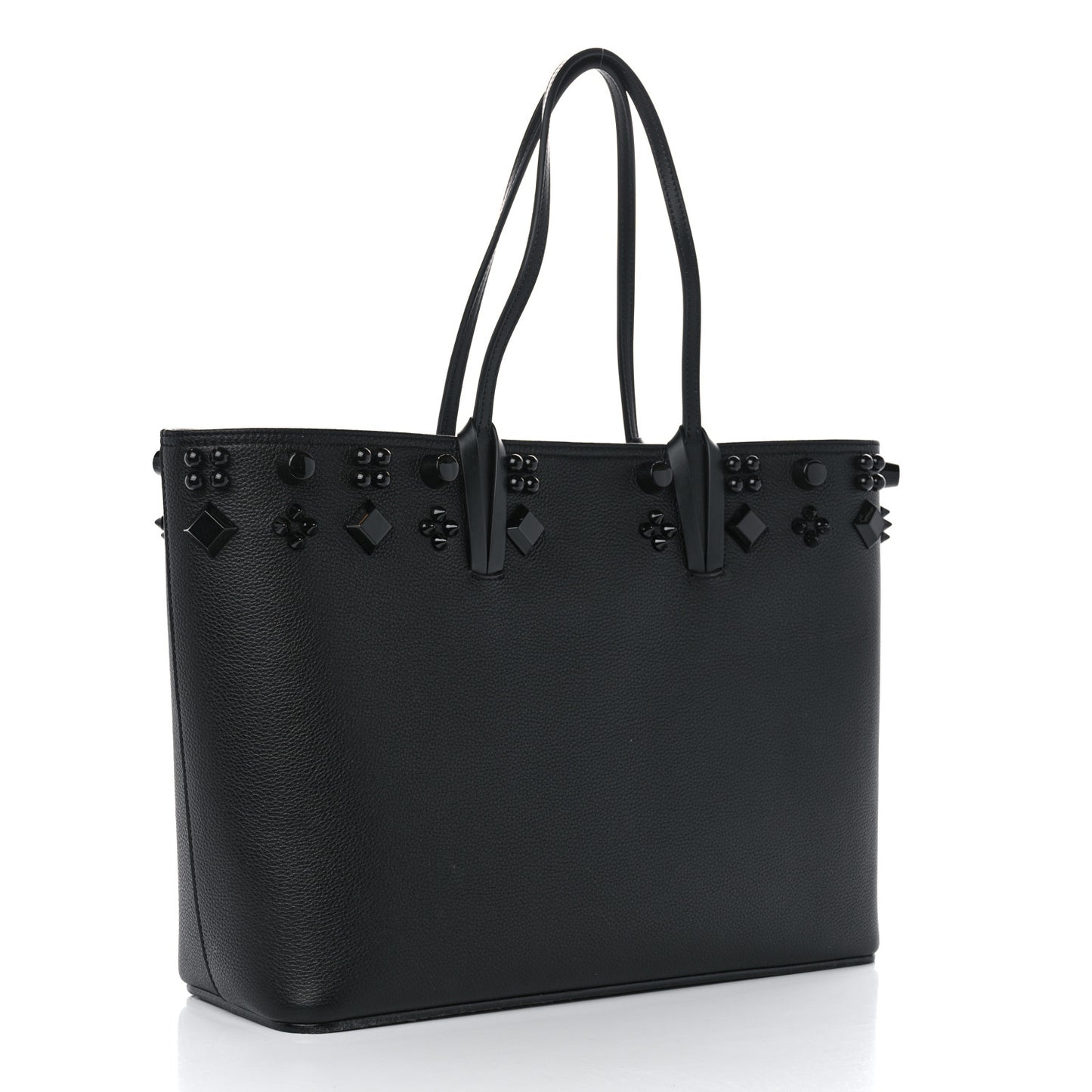 Calfskin Empire Spike Studded East West Cabata Tote Black