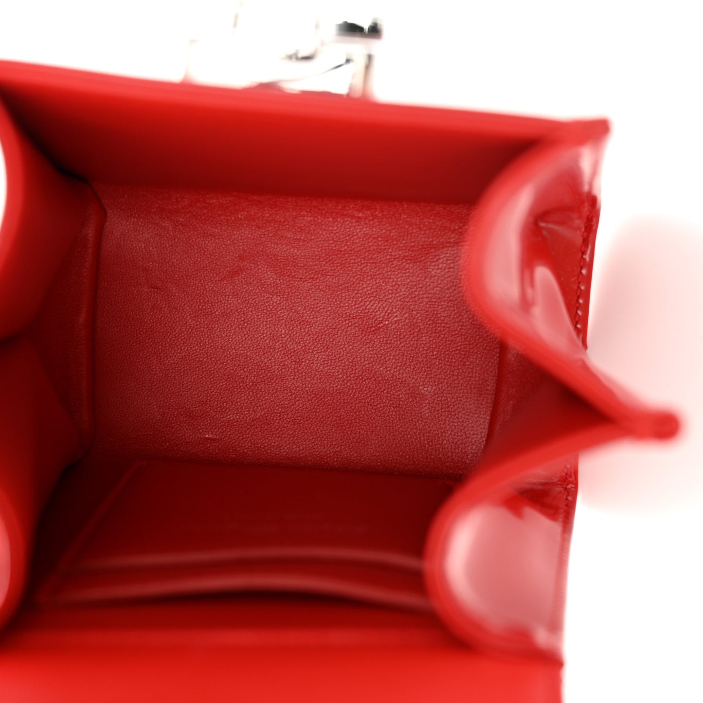 Brushed Off Calfskin Micro Iconic Top Handle Bag Flame Red