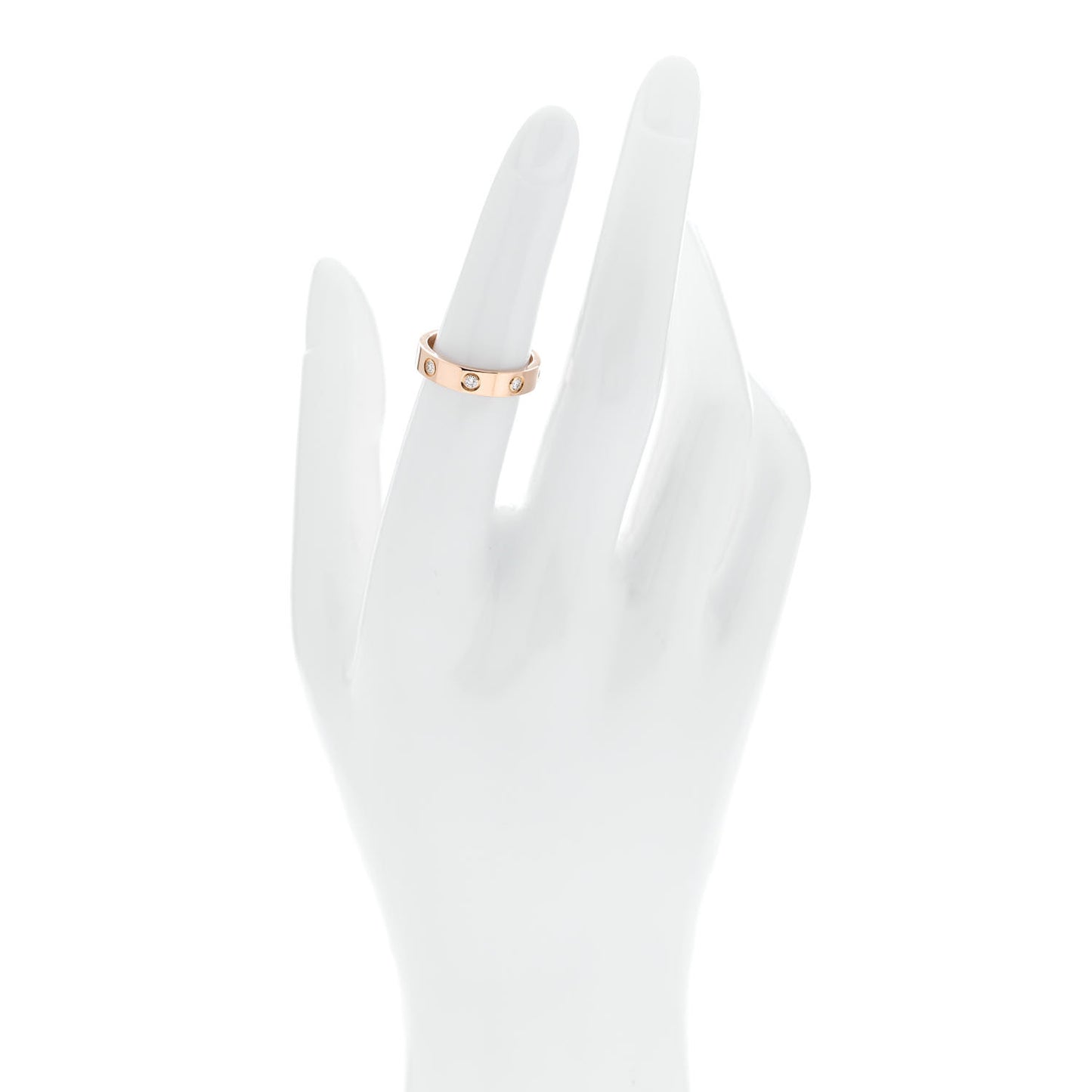 18K Pink Gold 8 Diamond 4mm LOVE Wedding Band Ring 51 5.75