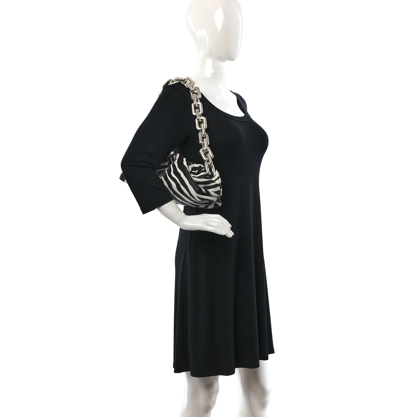 Nappa Zebra Print The Pouch Chain White Black