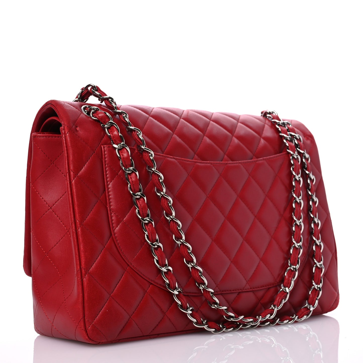 Lambskin Quilted Maxi Double Flap Red
