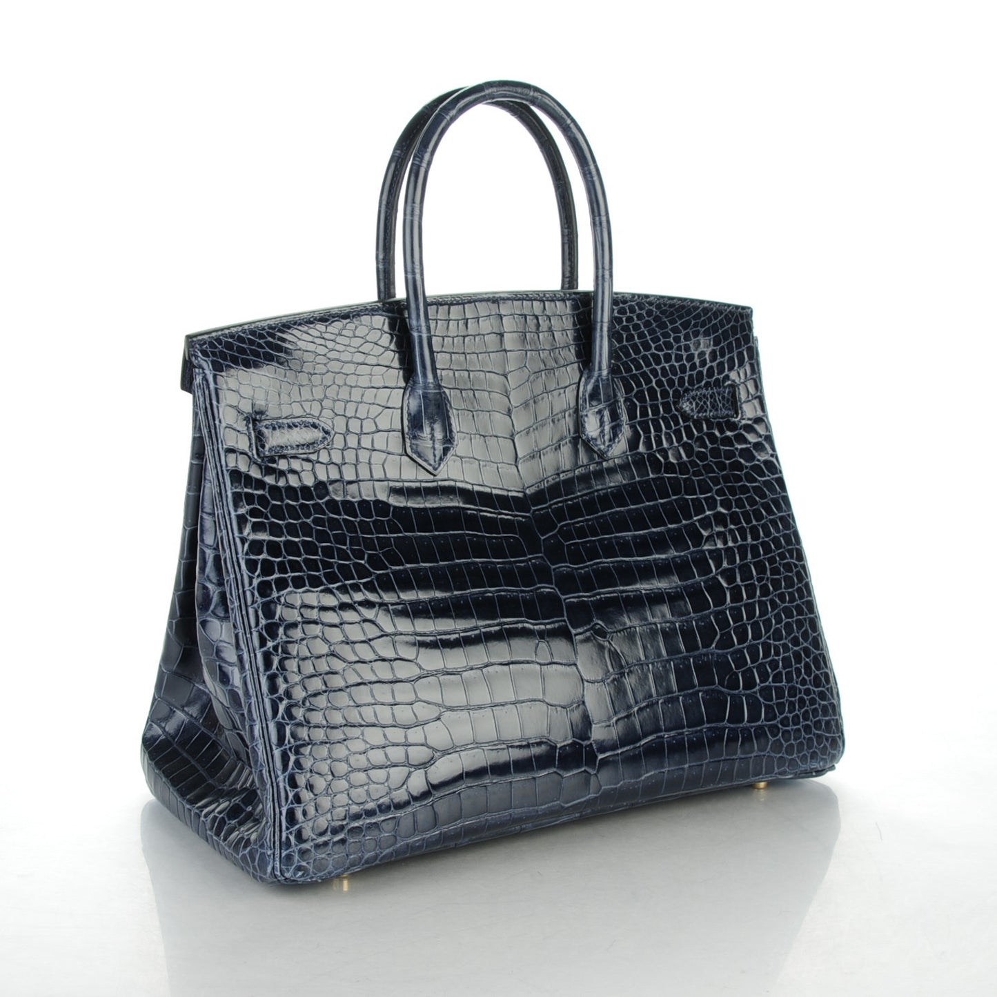 Shiny Porosus Crocodile Birkin 35 Bleu Abysse
