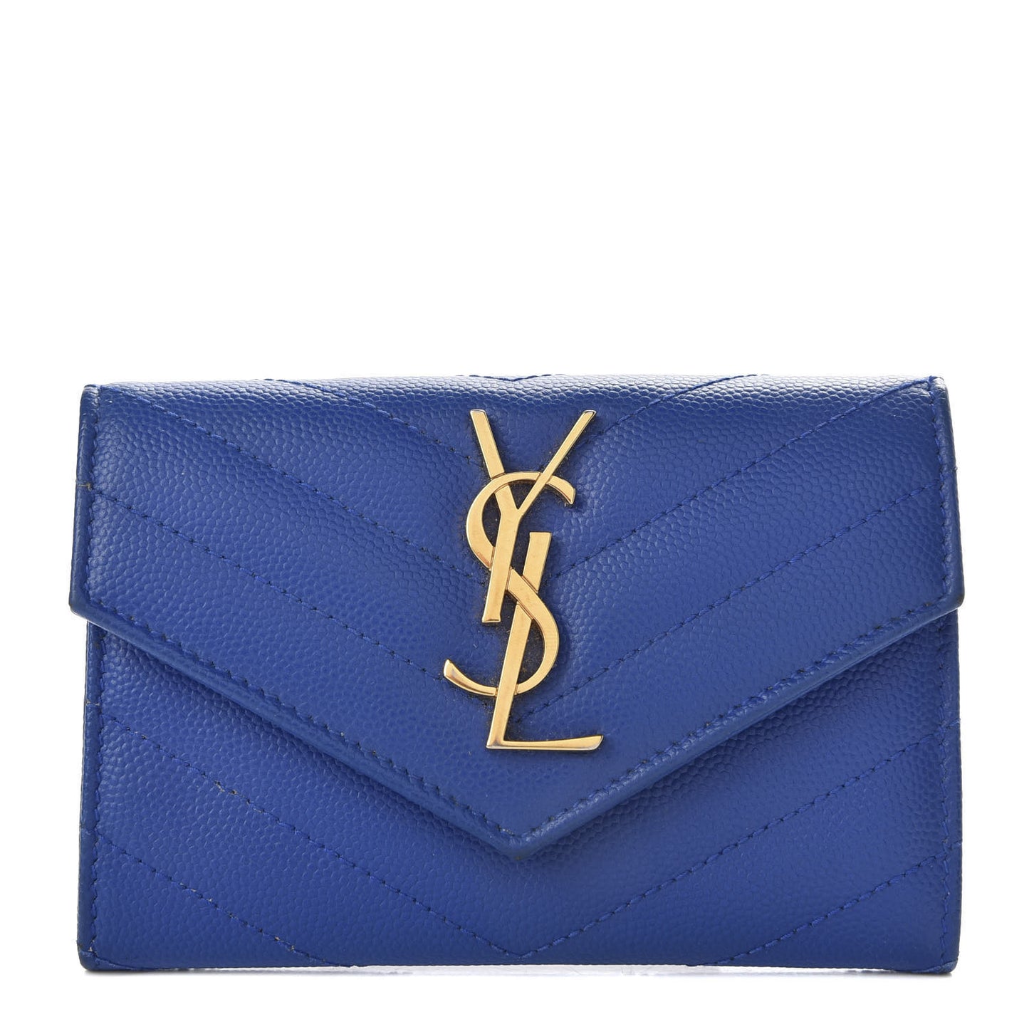 Grain De Poudre Matelasse Chevron Small Monogram Envelope Wallet Royal Blue