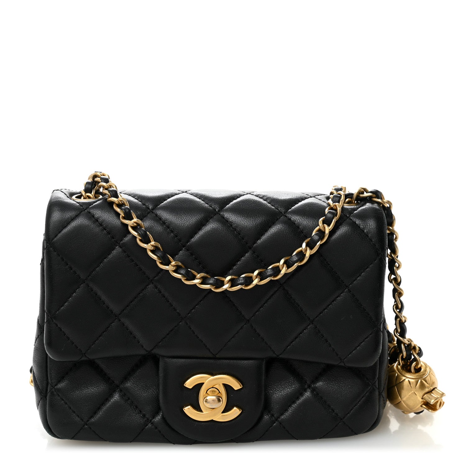 小物 CHANEL Chanel Lambskin Quilted Mini Pearl Crush Flap Black 1785850