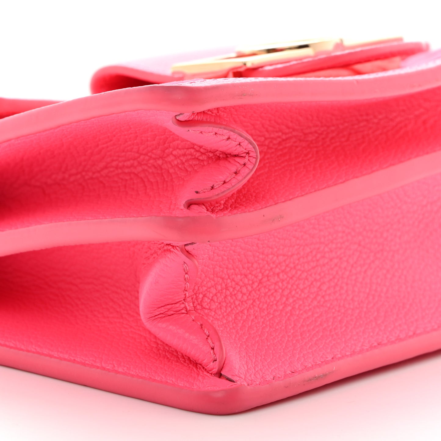 Grained Calfskin Tufted Monogram Mini Dauphine Fluo Pink
