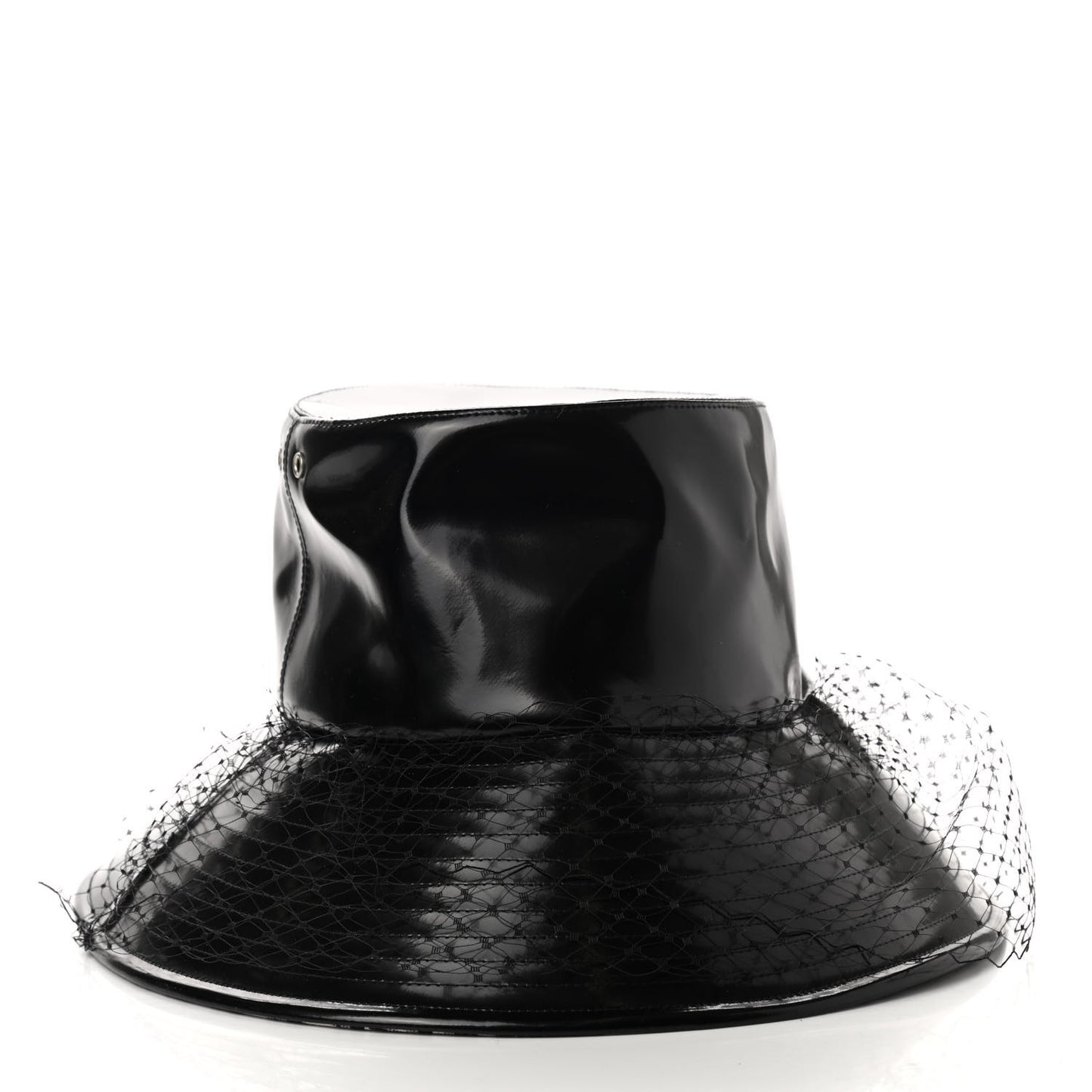 Patent Teddy-D Bob Bucket Hat with Veil 56 Black