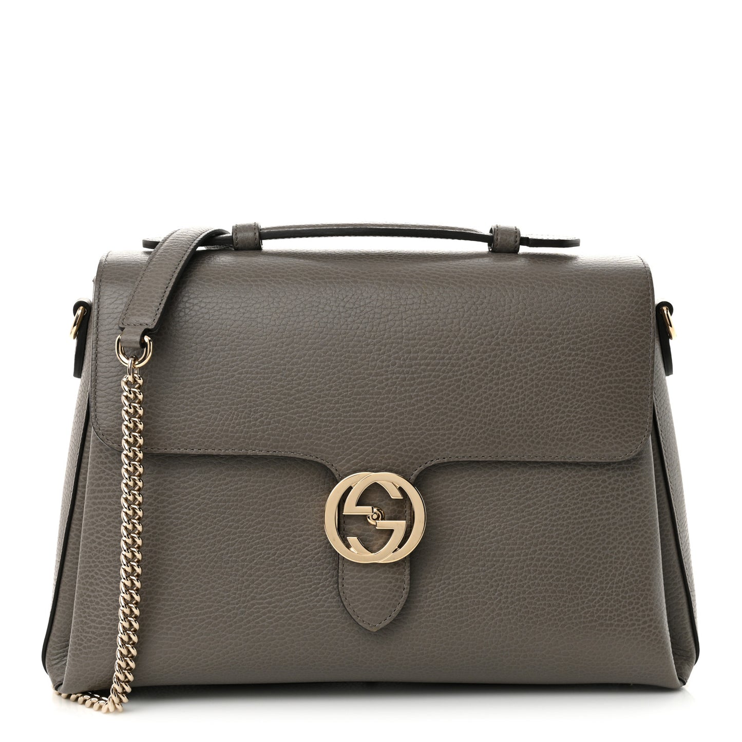 Dollar Calfskin Interlocking G Top Handle Shoulder Bag Loess