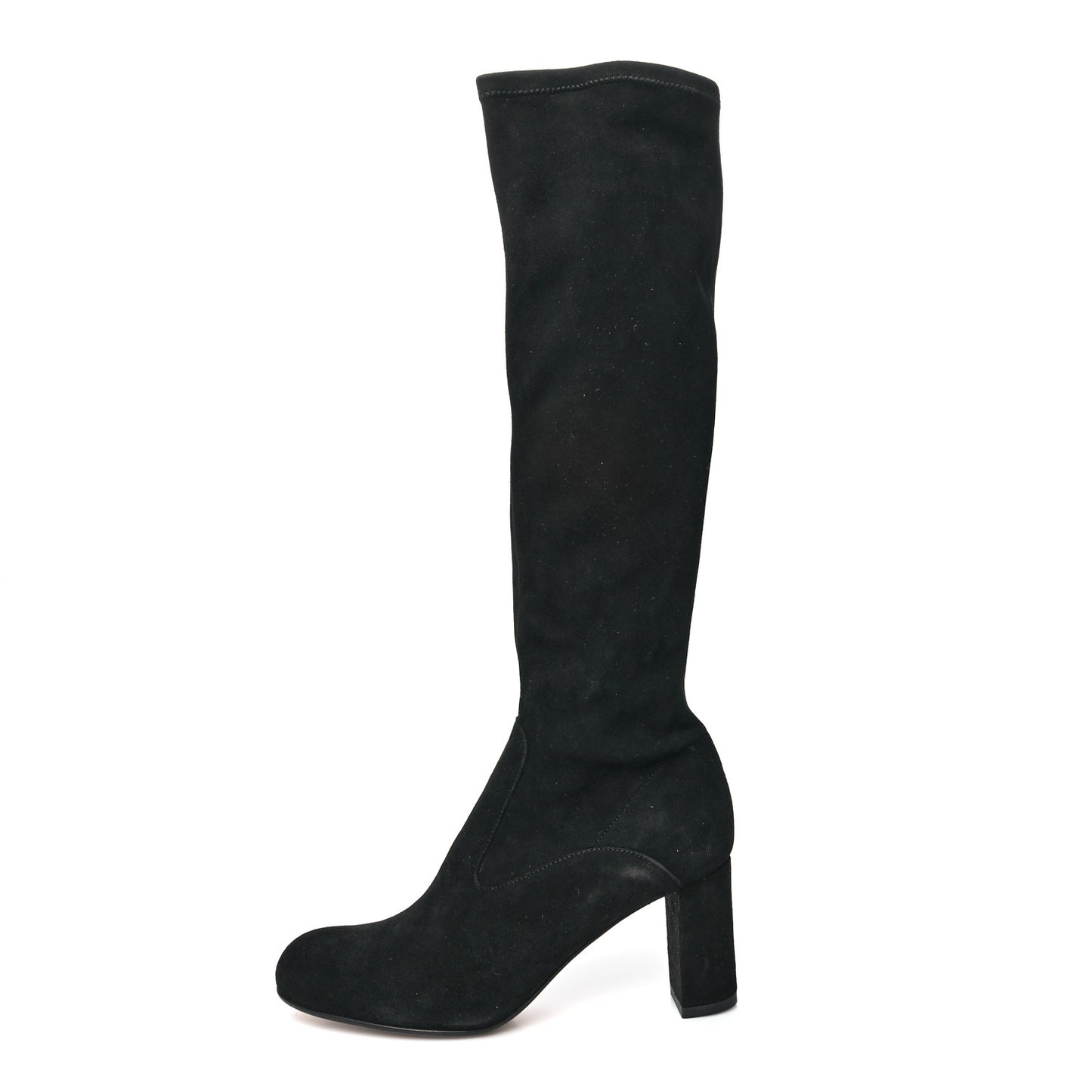 Suede Stretch Knee Boots 36 Black