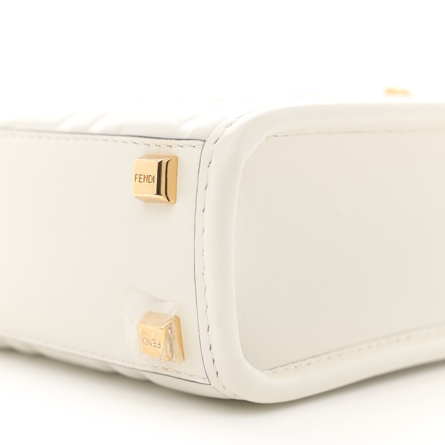 Vitello Plexiglass FF Embossed Mini Fendi Sunshine Shopper Tote White