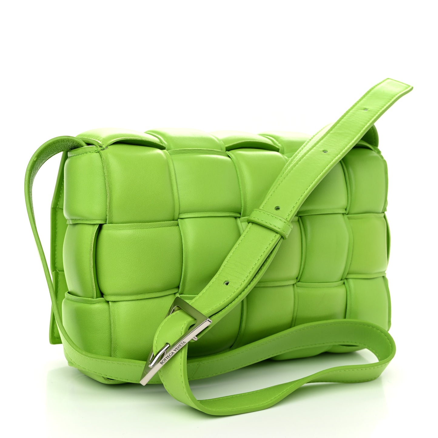 Nappa Maxi Intreccio Padded Cassette Crossbody Bag Acid Green