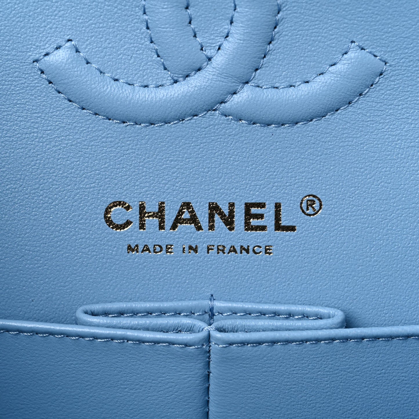 Caviar Quilted Small Double Flap Light Blue