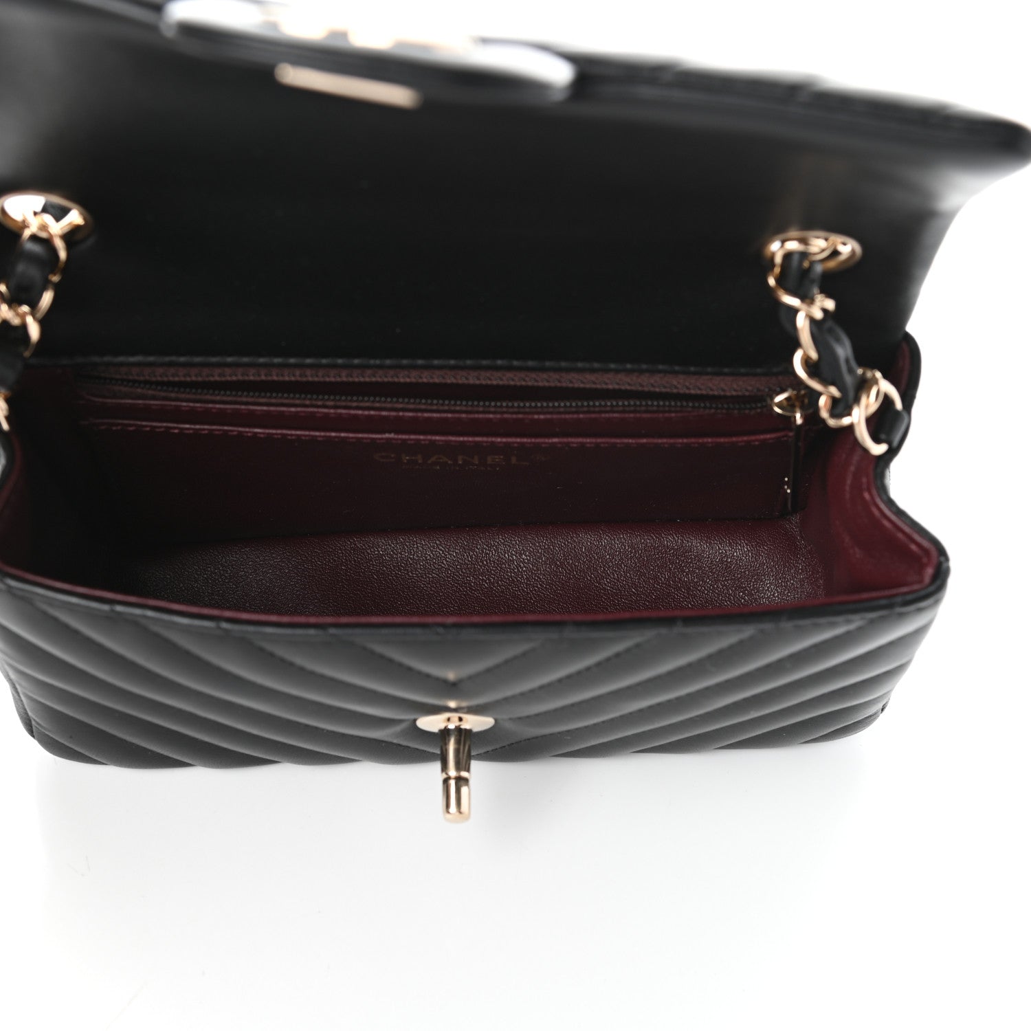 Chanel Lambskin Chevron Quilted Mini Rectangular Flap Black 5 of 9