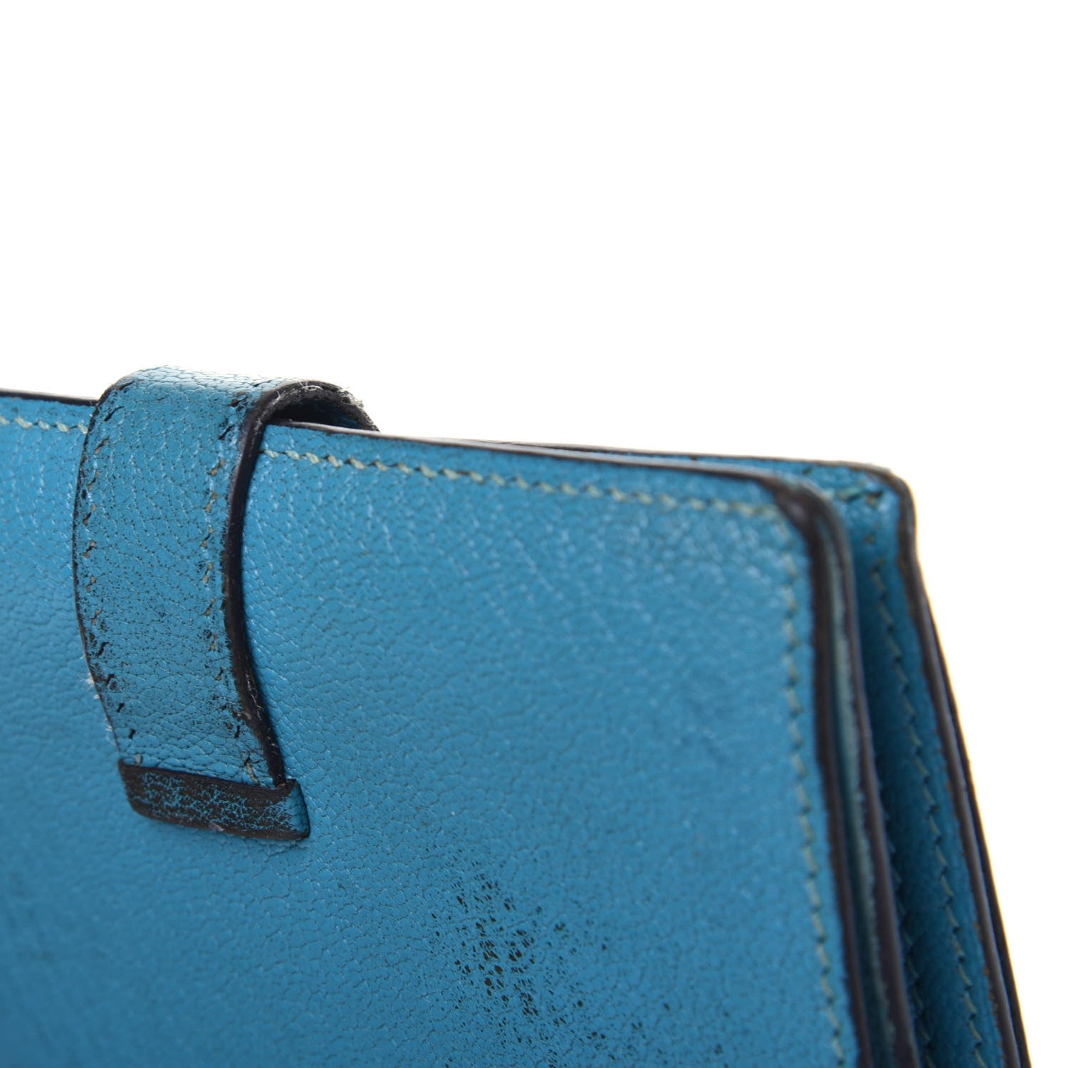 Hermes Chevre Mysore Compact Bearn Wallet Blue Jean 28 of 29