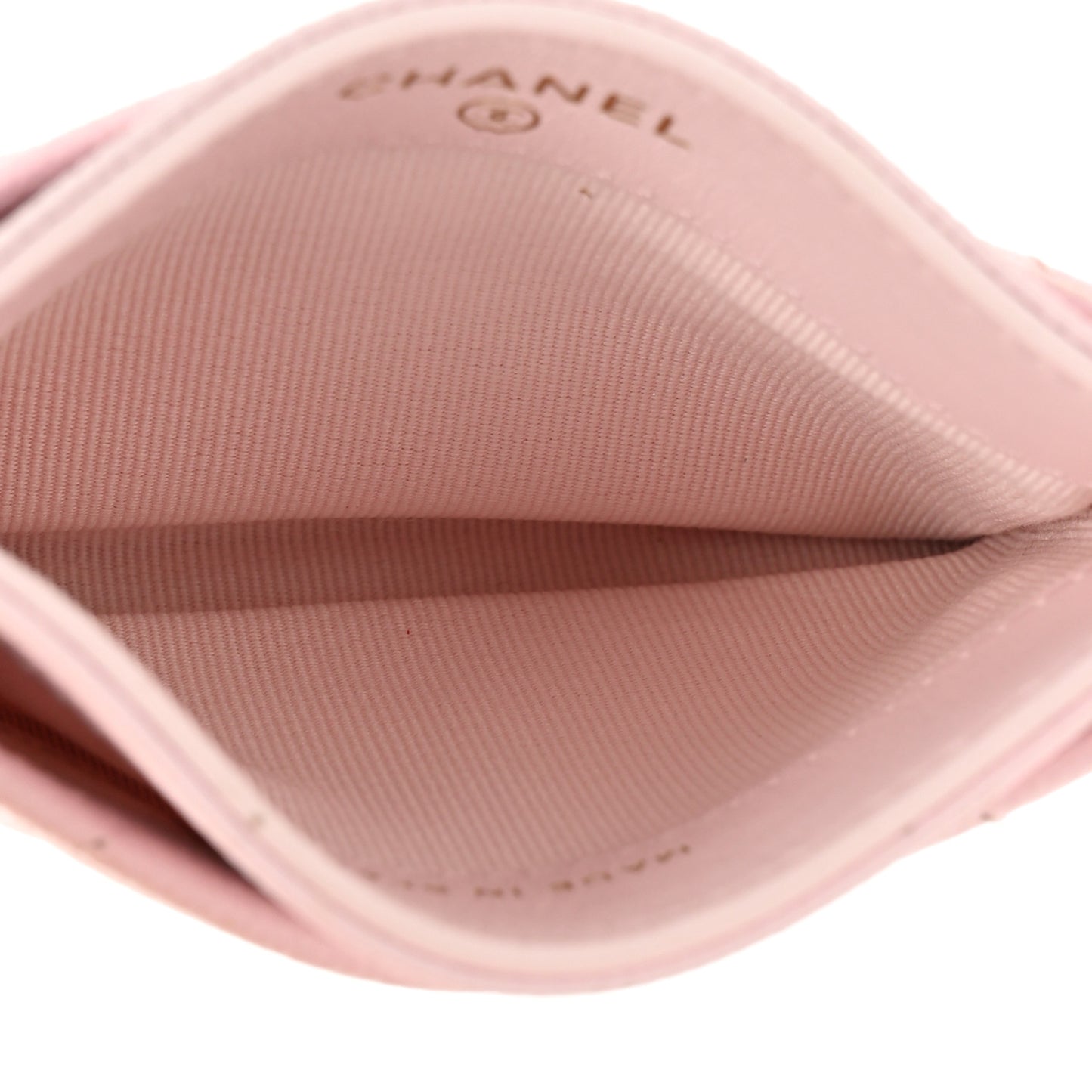 Caviar Quilted Card Holder Light Pink