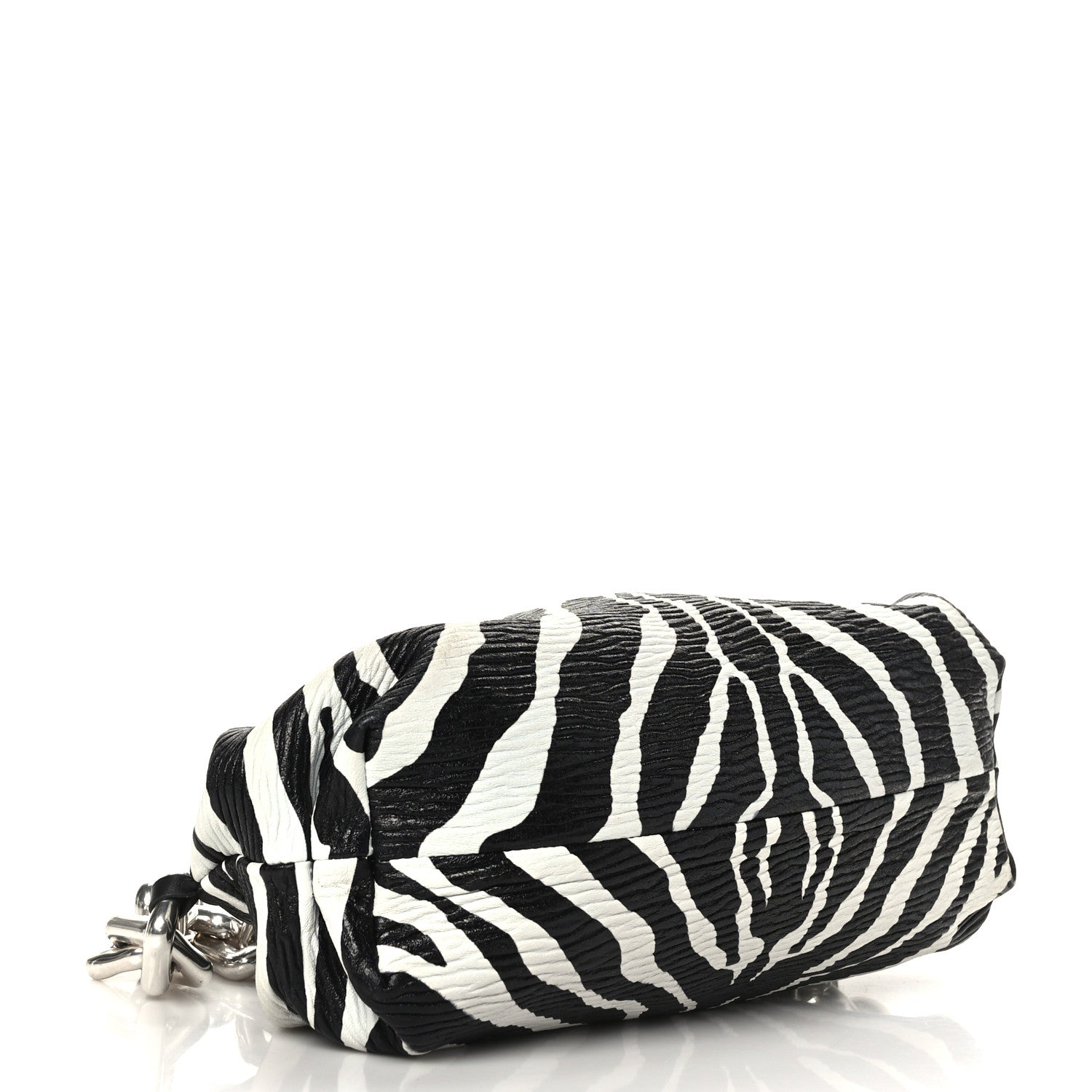 Bottega Veneta Nappa Zebra Print The Pouch Oversized Clutch White Black 4 of 10