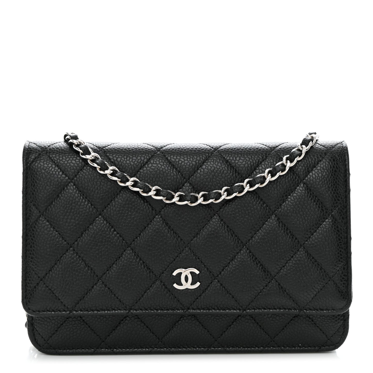 Caviar Quilted Wallet on Chain WOC Black