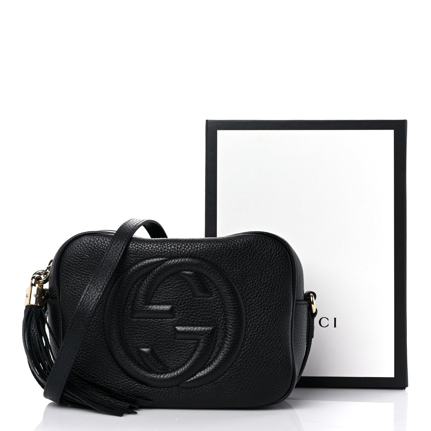 Pebbled Calfskin Small Soho Disco Bag Black