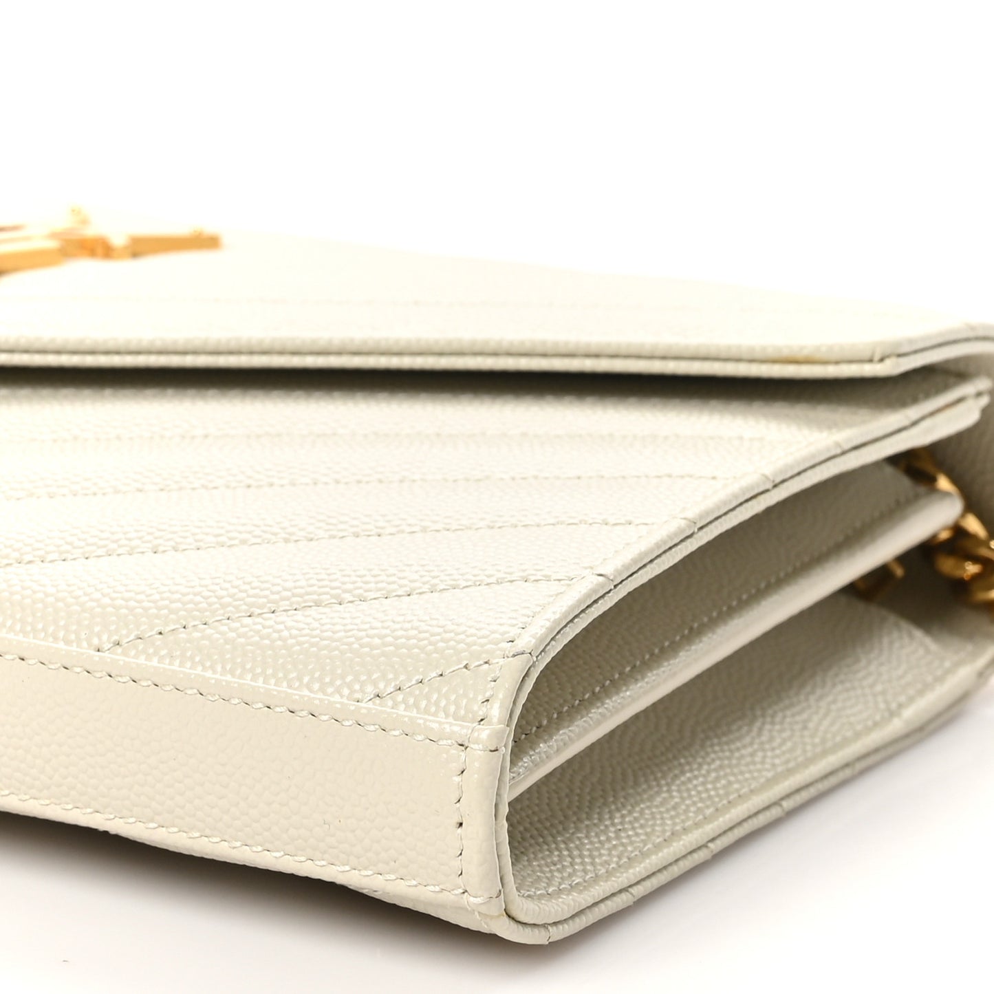 Grain De Poudre Matelasse Chevron Monogram Chain Wallet Crema Soft